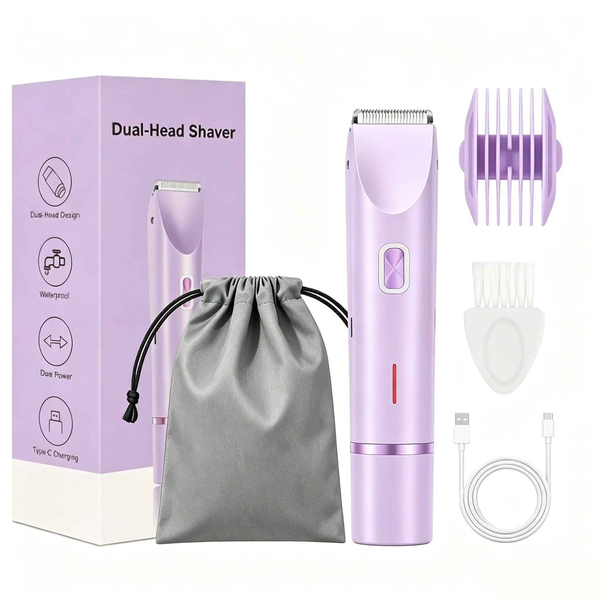 Electric Shaver for Woman Double Head Dual Purpose Female Razor Body Epilator Leg Underarm Bikini Electric Hair Remover Trimmer